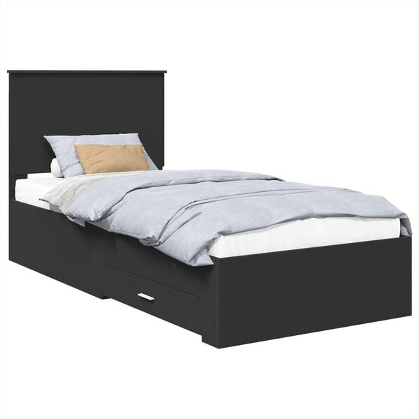 vidaXL Bed Frame Black and Silver 75 x 190 cm Engineered Wood