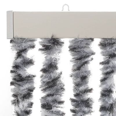 vidaXL Fly Curtain Grey and Black and White 56x200 cm Chenille
