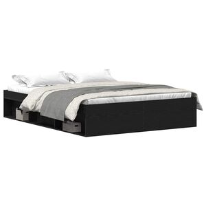 vidaXL Bed Frame without Mattress Black Oak 150x200 cm Engineered Wood