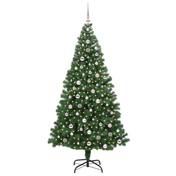 vidaXL Artificial Christmas Tree with 300 LEDs with Stand Green 240 cm