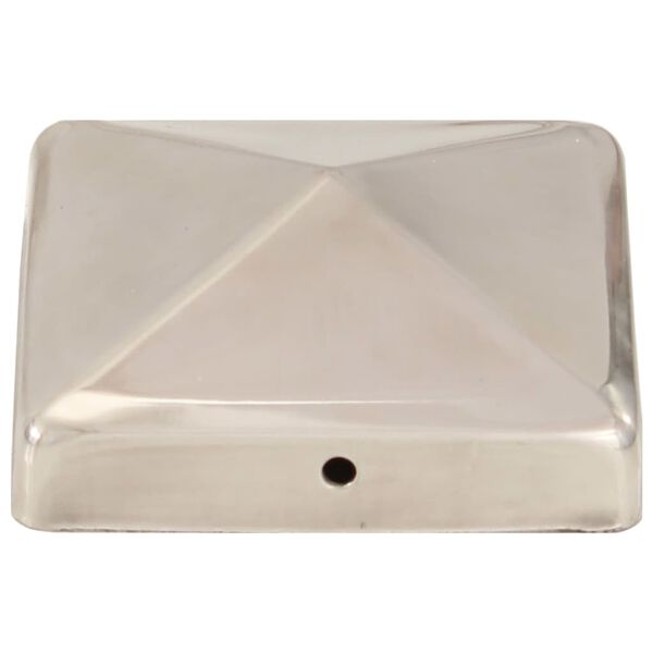 vidaXL Pyramid Fence Post Caps 6 pcs Stainless Steel 91x91 mm