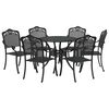 vidaXL Garden Dining Set 7 pcs Black 90 x 90 x 75 cm Cast Aluminium