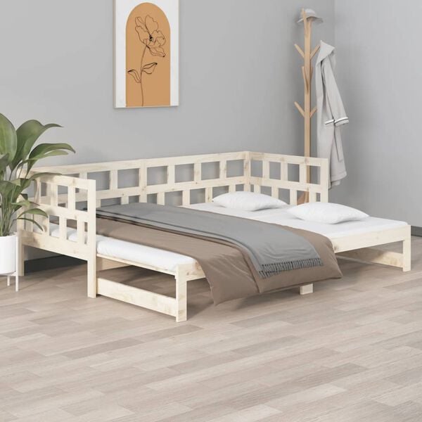 vidaXL Pull-out Day Bed without Mattress Solid Wood Pine 2x(80x200) cm