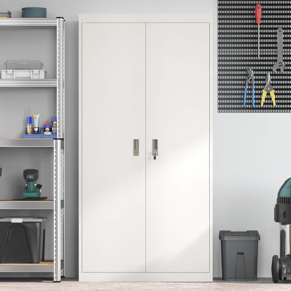 vidaXL Storage Cabinet 2 pcs White 90 x 40 x 180 cm Steel