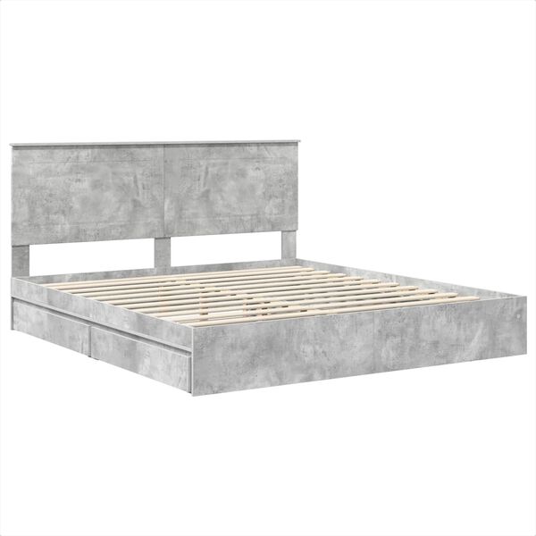 vidaXL Storage Bed Concrete Grey 200 x 200 cm Engineered Wood