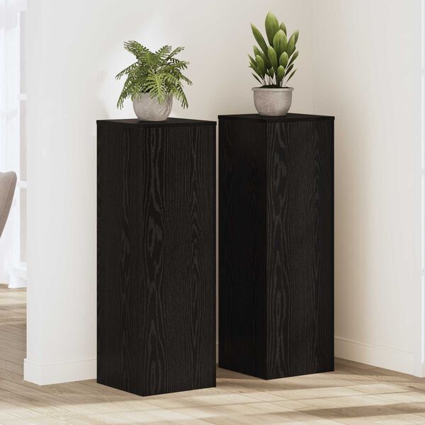 vidaXL Plant Stand 2 pcs Black Oak 33 x 33 x 100 cm Engineered Wood