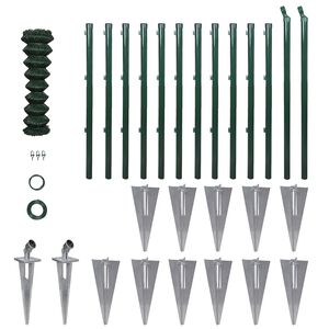 vidaXL Chain Link Fence with Posts Spike Steel 0,8x25 m