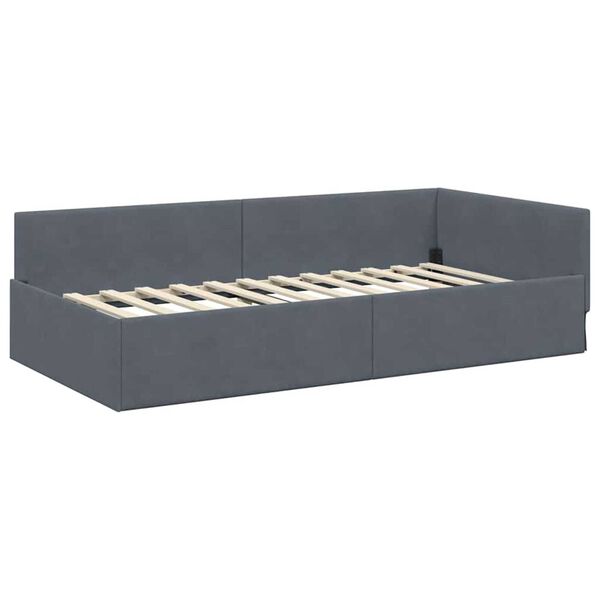 vidaXL Corner Bed Frame with Headboard Dark Grey 80 cm x 200 cm Velvet