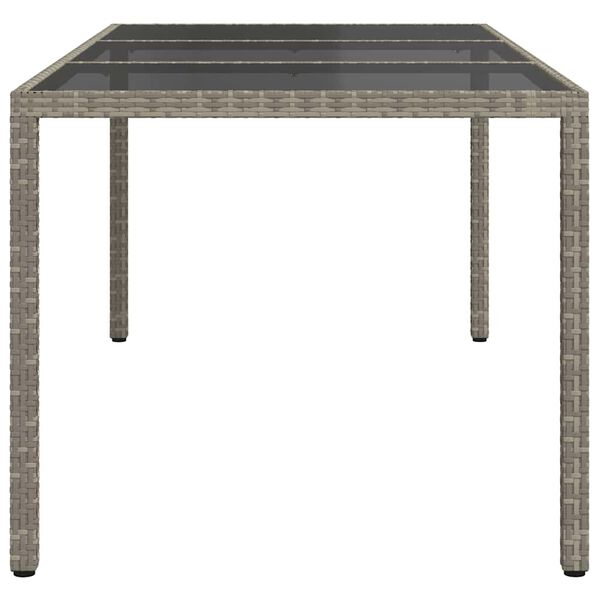 vidaXL Garden Table Grey 190x90x75 cm Tempered Glass and Poly Rattan