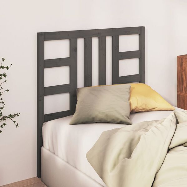 vidaXL Bed Headboard Grey 106x4x100 cm Solid Wood Pine