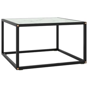 vidaXL Coffee Table Black with White Marble Glass 60x60x35 cm