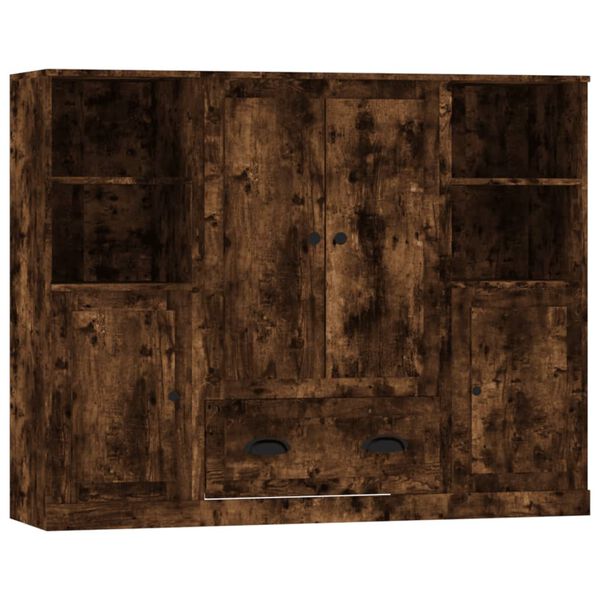 vidaXL Highboards 3 pcs Smoked Oak Engineered Wood