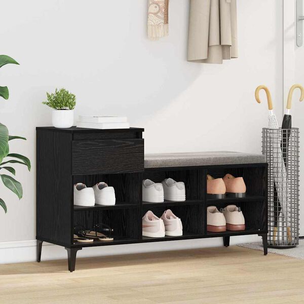 vidaXL Shoe Cabinet Black oak 102 x 36 x 60 cm Engineered wood