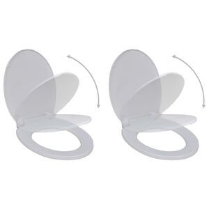 vidaXL Toilet Seats with Soft Close Lids 2 pcs Plastic White