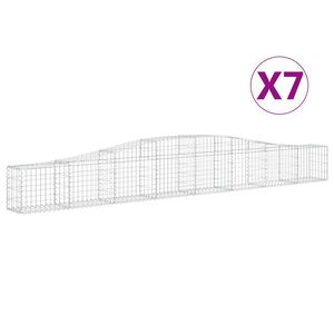 vidaXL Arched Gabion Baskets 7 pcs 400x30x40/60 cm Galvanised Iron
