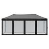 vidaXL Folding Party Tent with Sidewalls Black 3x6 m