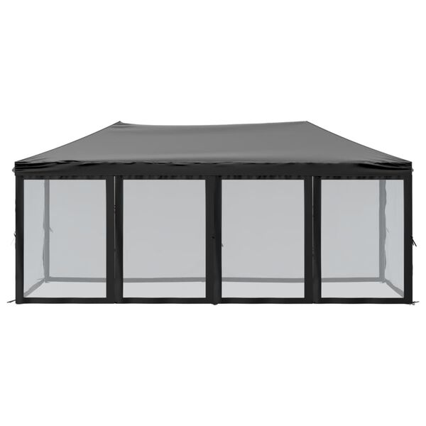vidaXL Folding Party Tent with Sidewalls Black 3x6 m