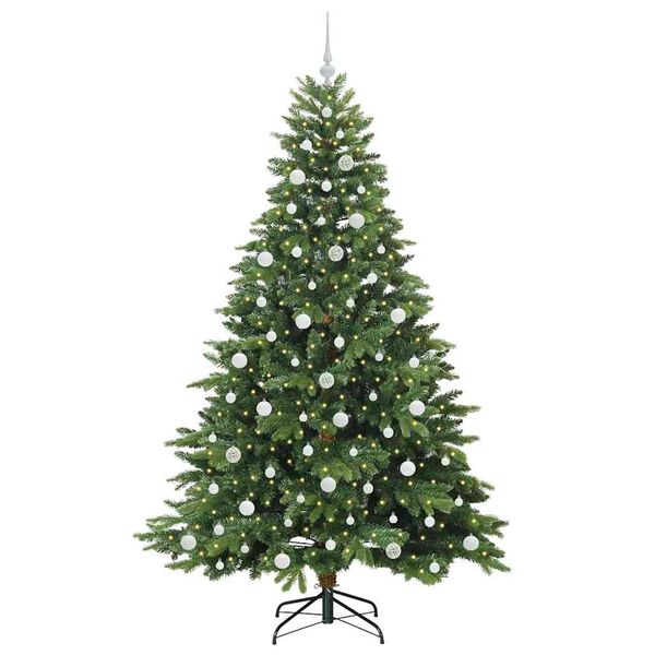 vidaXL Artificial Christmas Tree with 300 LEDs Green 210 cm PE and PVC