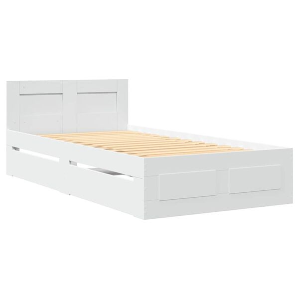 vidaXL Bed Frame with Headboard without Mattress White 90x200 cm