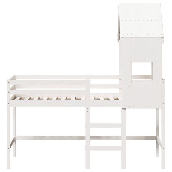 vidaXL Loft Bed with Ladder and Roof without Mattress White 90x190 cm Single