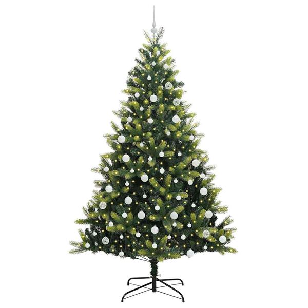 vidaXL Artificial Hinged Christmas Tree 300 LEDs Green 210 cm