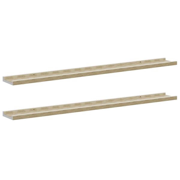vidaXL Wall Shelves 2 pcs White and Sonoma Oak 100x9x3 cm