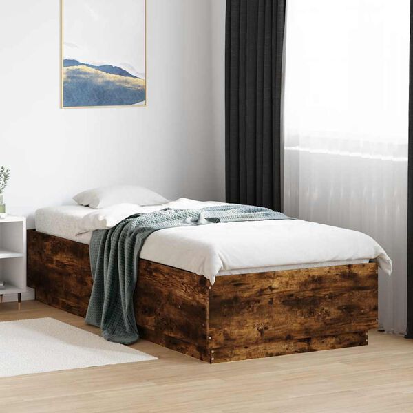 vidaXL Bed Frame without Mattress Smoked Oak 100x200 cm