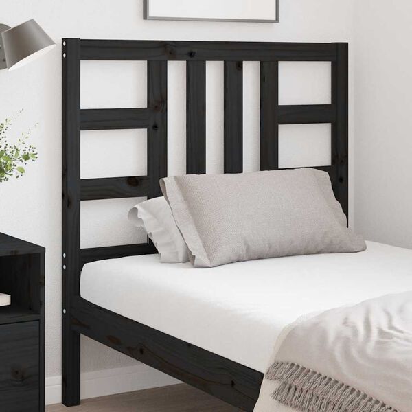 vidaXL Bed Headboard Black 96x4x100 cm Solid Wood Pine