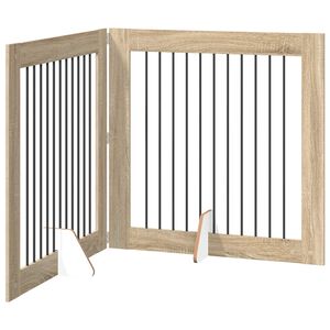 vidaXL Foldable Dog Gate with Stands 2 pcs Sonoma Oak 200.5 cm