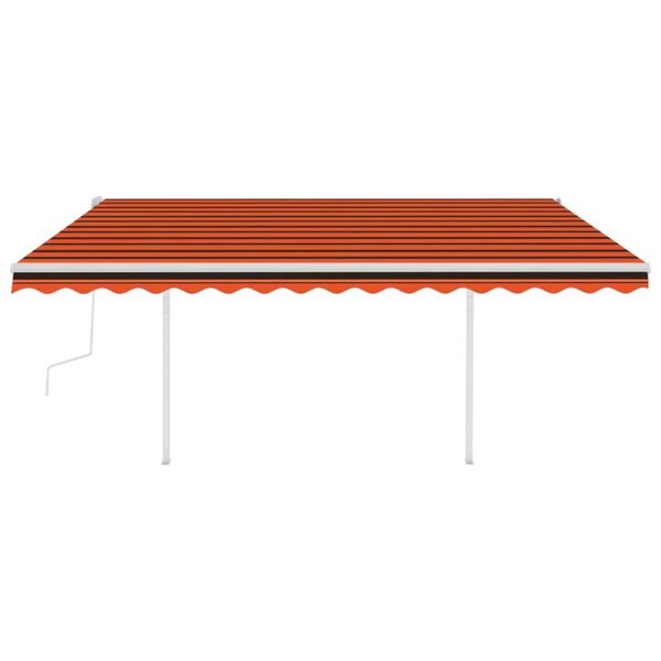 vidaXL Manual Retractable Awning with LED 4.5x3 m Orange and Brown