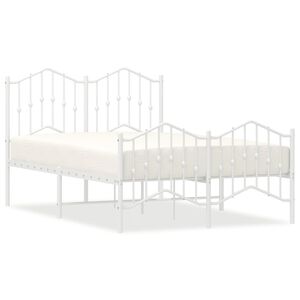vidaXL Metal Bed Frame without Mattress with Footboard&nbsp;White 120x200cm