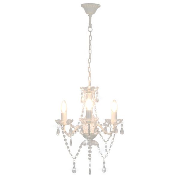 vidaXL Chandelier with Beads White Round 3 x E14
