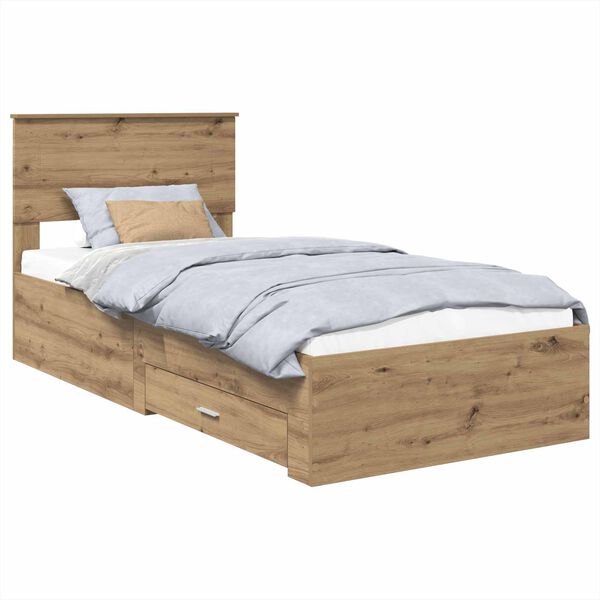vidaXL Bed Frame with Drawer Artisan Oak 90 x 200 cm Engineered Wood