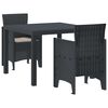 vidaXL Garden Dining Set 3 pcs Anthracite Polt rattan