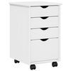 vidaXL Rolling Cabinet White 34 x 39 x 56 cm Solid Pine Wood