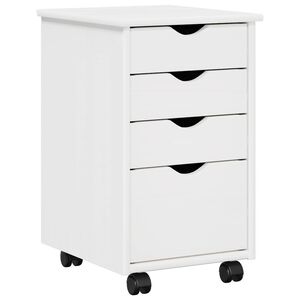 vidaXL Rolling Cabinet White 34 x 39 x 56 cm Solid Pine Wood