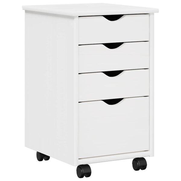 vidaXL Rolling Cabinet White 34 x 39 x 56 cm Solid Pine Wood