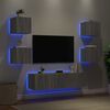vidaXL 6 Piece TV Wall Units with LED Grey Sonoma Engineered Wood