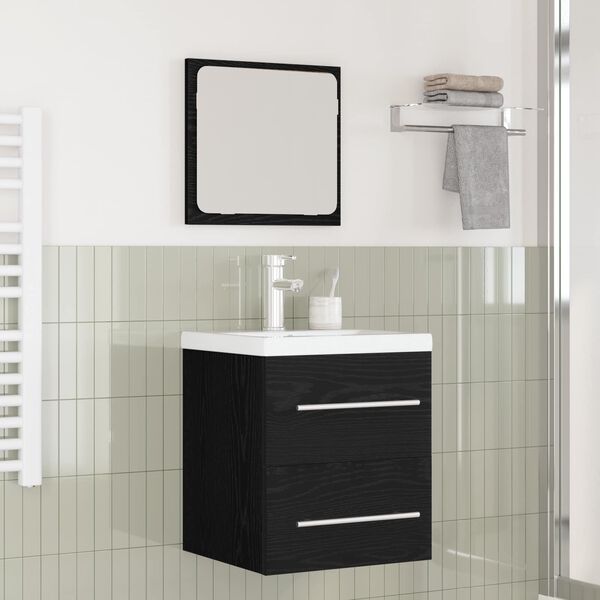 vidaXL Bathroom Furniture Set 2 pcs Black Oak Engineered Wood