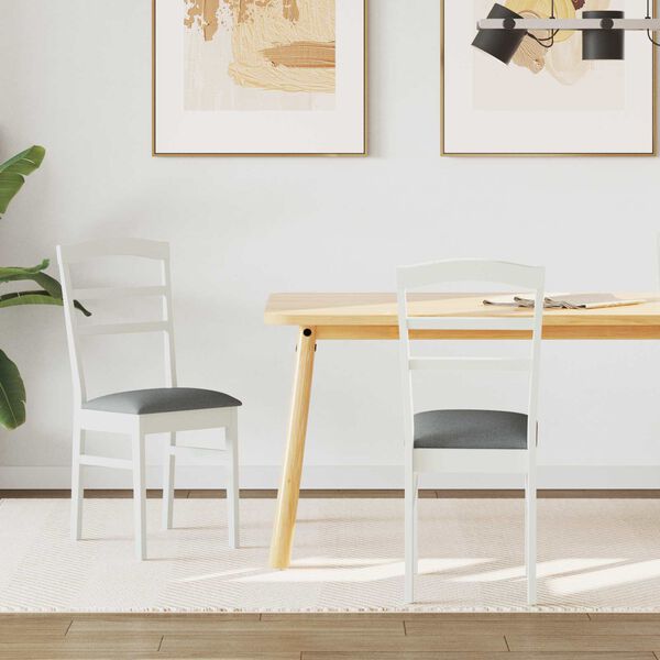 vidaXL Dining Chair 2 pcs White and Grey Solid Wood