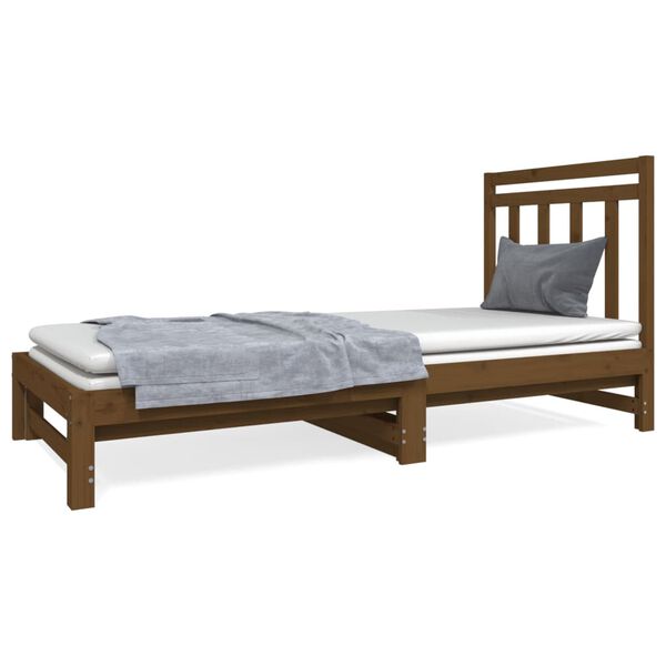vidaXL Pull-out Day Bed without Mattress Honey Brown 2x(90x190) cm