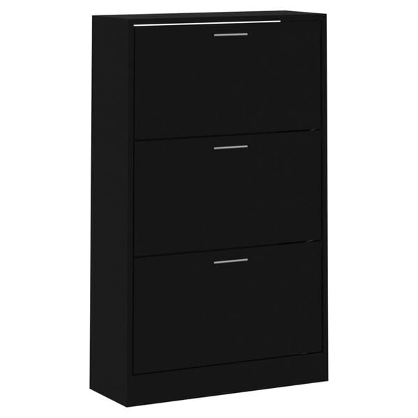 vidaXL Shoe Cabinet Black 63x24x103 cm Engineered Wood