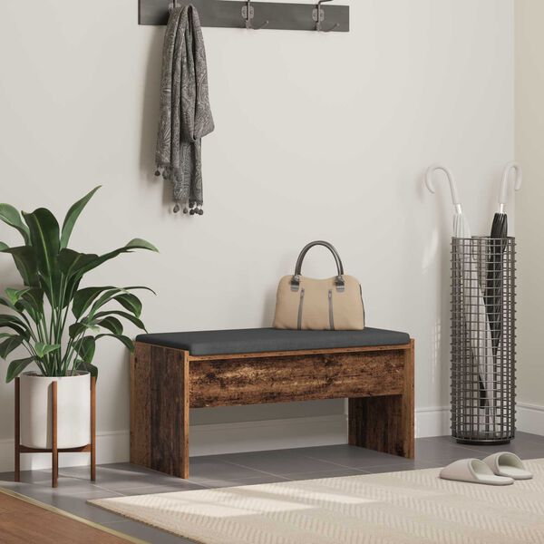 vidaXL Hall Bench with Cushion Old Wood 83 x 38 x 40 cm