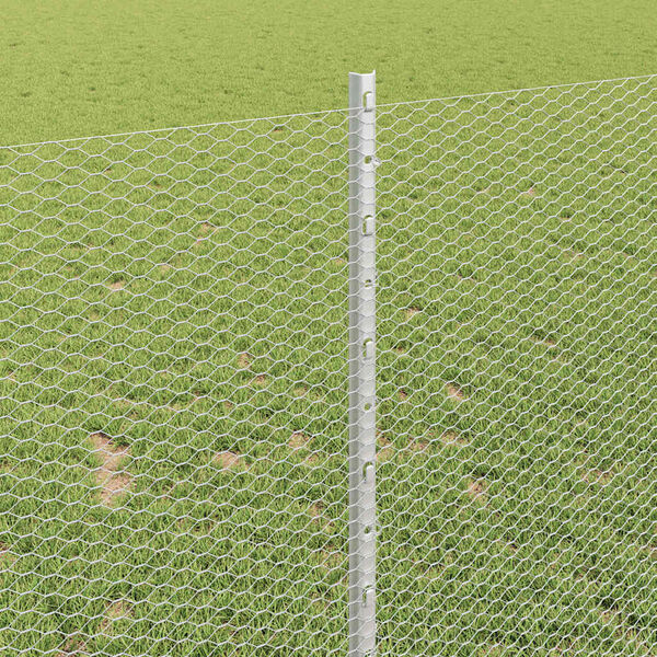 vidaXL Fence with Post Silver 1 x 25 m Steel