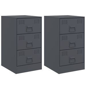 vidaXL Bedside Cabinets 2 pcs Anthracite 34.5x39x62 cm Steel