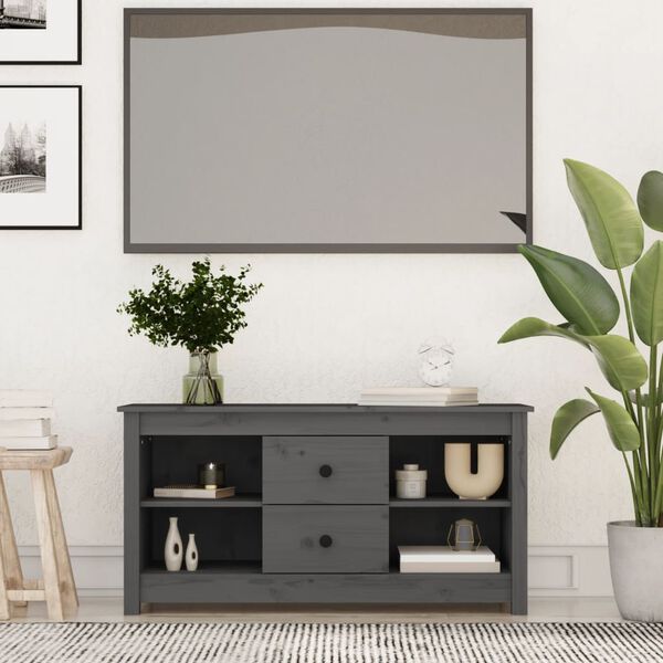 vidaXL TV Cabinet Grey 103x36.5x52 cm Solid Wood Pine