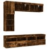 vidaXL 7 Piece TV Wall Cabinet Set with LED Lights Smoked Oak