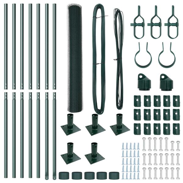 vidaXL Fence Post Green 10 x 1 m (25 mm mesh) Steel and PVC