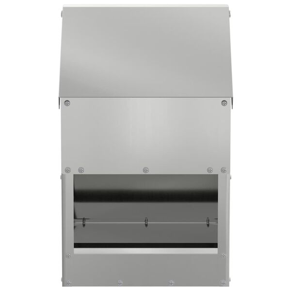 vidaXL Chicken Feeder Silver 21 x 16 x 33 cm Galvanised Steel