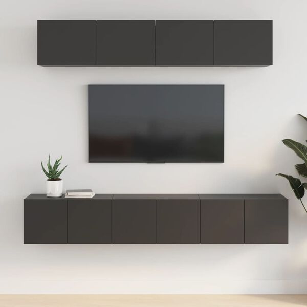 vidaXL 5 Piece TV Cabinet Set Black Engineered Wood